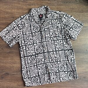 Quicksilver brown & black aloha print shirt